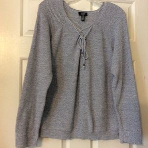 Baby blue Jones NY 100% cotton tweed all season top